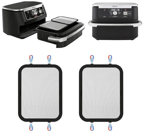 Taimimy 2 Stück Edelstahl Spritzschutz für Ninja Foodi Max Dual Zone AF500EU, Magnetischer Spritzschutz für Ninja Heißluftfritteuse Zubehör, Fettspritzschutz Zubehör für Ninja Heizspirale (AF500EU)