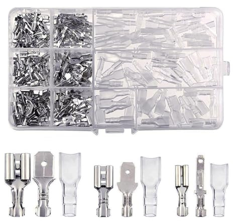 270 PCS Male Female Spade Connectors, Electrical Wire Connector, 2.8mm 4.8mm 6.3mm Wire Spade Connectors, With Insulating Sleeve, for Electrical Wiring