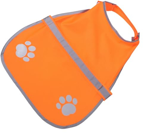 YARNOW Giubbotto di Sicurezza Riflettente per Cani Piccoli e Medi, Gilet Arancione Fluorescente Regolabile, Abbigliamento Traspirante per Passeggiate Notturne e Corse All’aperto