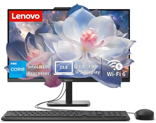 Lenovo IdeaCentre All-in-One Desktop Computer, 24 FHD Anti-Glare IPS Display, 16GB RAM, 512GB SSD, Intel 4-Core Processor, Wi-Fi 6, Bluetooth 5.2, Windows 11 Home, Everyday Use AIO