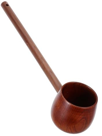 OSALADI Cucharón para vino y cuchara de agua de madera marrón con diseño ergonómico y mango largo, utensilio para ceremonia del té y cocina al aire libre