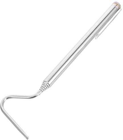 Zerodeko Crochet Serpent Rétractable en Acier Inoxydable, Argenté | Outil de Récupération pour Reptiles et Serpents, Usage en Capture Sauvage, Empêche L’évasion
