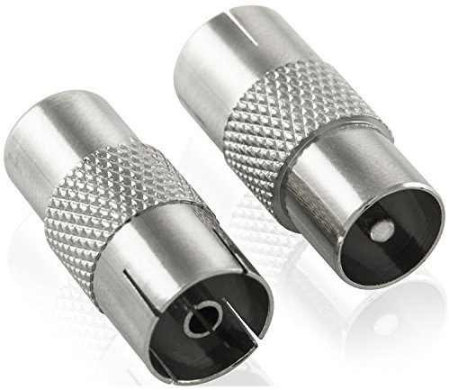 POPPSTAR 2x Adattatori Antenna TV (IEC maschio femmina) Connettori TV per cavi satellitari e cavi coassiali, colore argento