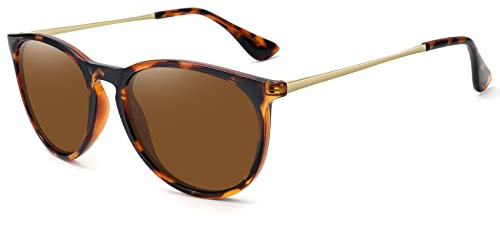 WOWSUN Polarisierte Sonnenbrille für Frauen Vintage Retro Runde verspiegelte Gläser
