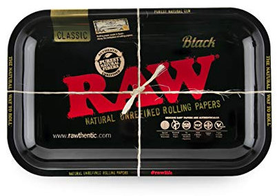 RAW Vassoio nero grezzo piccolo, in metallo, 27,5 cm x 17,5 cm