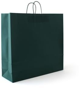 PGV Papiertragetaschen mit Kordel extra groß 54 + 14 x 50 cm (25 Stück, DUNKELGRÜN)