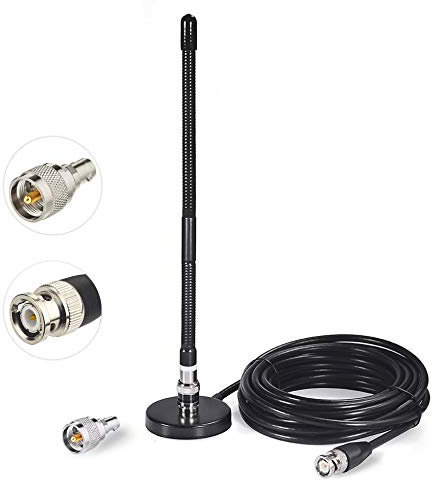 Bingfu CB Aerial Antenna 27MHz Soft Whip Magnetic Base BNC PL259 Connector CB Aerial Antenna Compatible with Portable Handheld CB Radio Car Mobile Radio Scanner