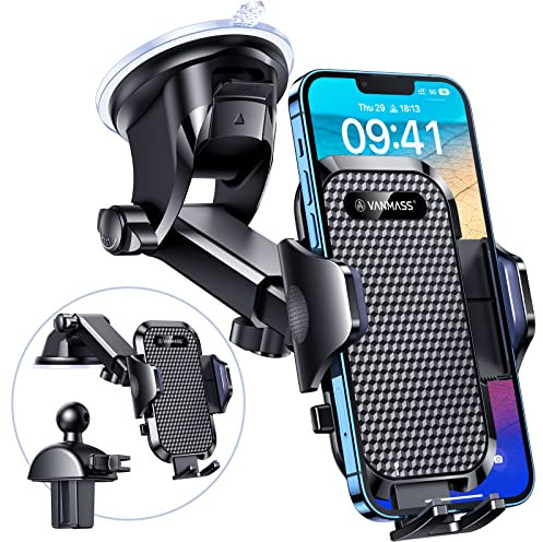 VANMASS 2025 No.1 Top BEST Car Phone Holder [Upgraded Suction & Clip] Ultimate Military-grade Universal Mobile Cell Mount Windscreen Dashboard Van Cradle Vent for iPhone 17 Pro Max 16 15 14 13 Samsung