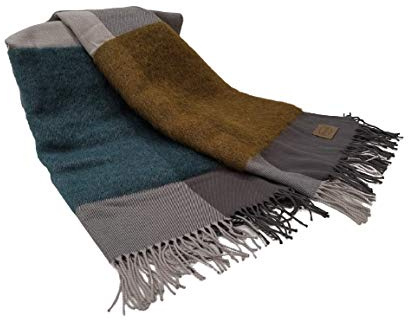 Somma Plaid Lana Alpaca Aragon 130X180 con Frange Petrolio