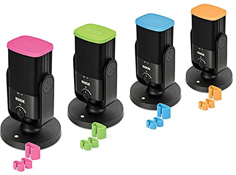 Rode NT - Micrófono USB Mini Colors Podcast Set - Kit Plug & Play con fácil manejo - Paquete con 4 micrófonos de estudio - Micrófono de condensador cardioide - Incluye marcador de color y trípode