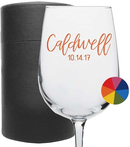 Personalised Print 473ml Stemmed Wine Glass Cup, Custom Engraved Red White Wine Glasses for Mum Her, Customised Wedding Decoration Décor, Anniversary Birthday Gifts Presents - Caldwell