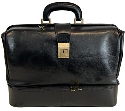 Modarno Doctor Beutel Leder Medizinische Tasche Damen Herren Tasche Retro Leder Medizinische Tasche Vintage, Schwarz