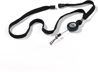 Durable Schlüsselband mit Sicherheitsverschluss und ausziehbarem Federhaken, 1 Stück, schwarz, 895701