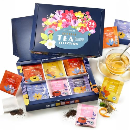 Tea Gift Set – 12 Tea Bags, 4 Flavours, Earl Grey Tea Bags, Green Tea, Super Berry, Earl Grey & Black Tea Tea Bags Individually Wrapped, Fruit Tea, Stocking Filler, Gifts For Women, Men & Tea Lovers