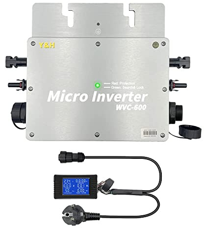 SOGTICPS 600 W Solar netzgekoppelter Micro Wechselrichter, IP65 wasserdicht, MPPT DC28-50 V PV-Eingang AC180-260 V Ausgang 30 V 36 V Solarpanel, Mit AC-Datenüberwachungsanzeige
