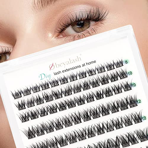 Obeyalash Faux Cils Naturel 84pcs Individuel DIY Extensions de Cils Cluster C Curl 8mm 10mm 12mm 14mm (Mix 8-14mix C Curl Natural Wink)