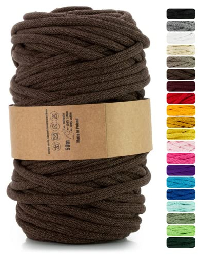 Netuno 1x corda macramè colorata marrone 9 mm 50 m corda in cotone anima in poliestere filo spago uncinetto ferri da maglia decorazioni cordoncino colorato cavo