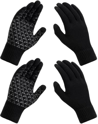 TOBEHIGHER Winter Gloves for Men Women, Lined Touch Screen Knit Glove
