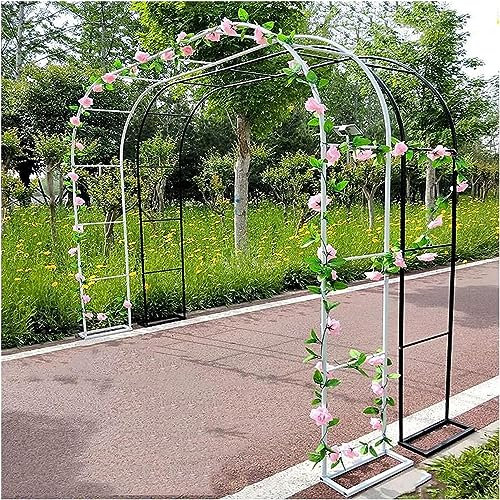 GueTTO Rosenbogen aus Metall Schwarz Verzinkt Hochzeitsbogen Rankhilfe Gartenbogen Rankgitter Rosen Bogen Edelstahl Rankbogen Hochzeit Torbogen,Einfache Montage, mit Sockel,Schwarz,W350cm x H220cm