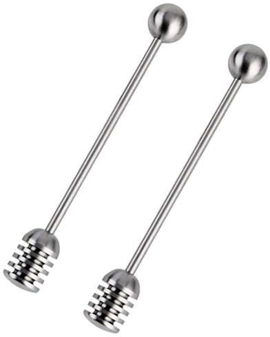 Leadigol 2 Stück Honig- und Siruplöffel, zum Kochen, Heimrührer, langer Griff, Edelstahl, Zauberstab für Honigtopf und Glasbehälter, 16,3 cm
