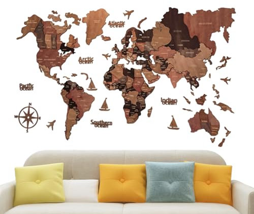 ZAGARO Weltkarten für die Wand,Wandkarte der Welt | -Wandkarte aus mit Bundesstaaten und Hauptstädten,Dekorative Wandkunst-Karte für Zuhause, Schule, Café, Wohnung, Schlafsaal