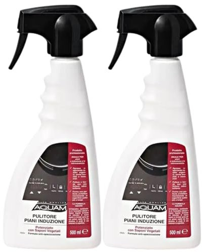 AD TREND Aquam, Alta QUALITA', Pulitore Piani Induzione e Vetroceramica. Formula Anti Opacizzante. Potenziato Con Saponi Vegetali 500 ml (2 Spray)