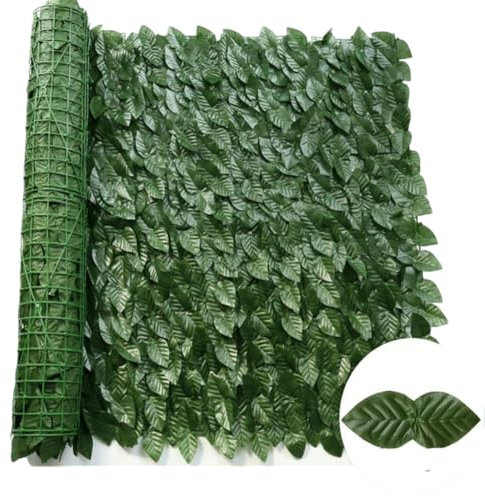 Siepe artificiale da 100/300 cm, recinzione verde finta foglia di edera, recinzione per la privacy, per esterni, casa, giardino, balcone, decorazione, verde scuro, mela 50 x 100 cm
