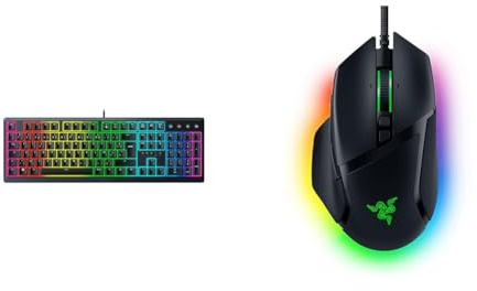 Razer Ornata V3 - Clavier Gamer à Profil Bas (Switches Méca-Membrane, Repose-Poignet & Basilisk V3 - Souris Gaming Filaire (10+1 Boutons programmables, Molette HyperScroll Tilt, Interrupteur