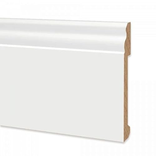 Battiscopa duropolimero alto ducale bianco - Zoccolo da cucina 2000x120x15 mm - Battiscopa resistente agli urti (2 Pezzi da 1000x120x15 mm)