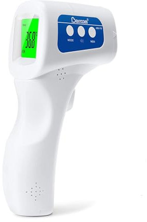 Berrcom Termometro Febbre Infrarossi Termometro Neonato Senza Contatto Termometro Digitale per la Fronte con Lettura Istantanea, Allarme Febbre, Richiamo Della Memoria, Interruttore °C/°F