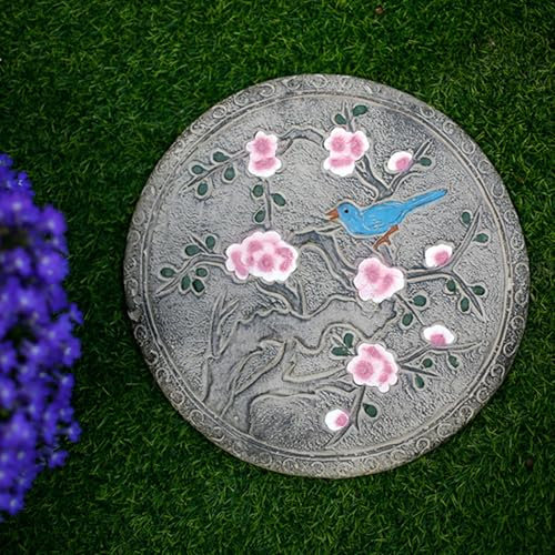 Décoration de Jardin Fleur de Prunier Dalle de Jardin pour L'extérieur, Simple Maison Commercial Parc Pierre Décorative Éléments Animaux et Végétaux Pierre de Marche pour Pelouse