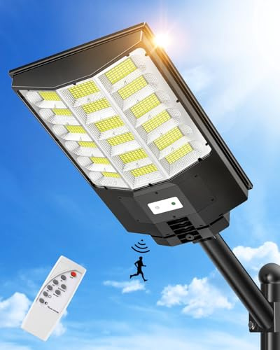 Sararoom Straßenlaternen Solar | 1000W LED Strahler Außen mit Bewegungsmelder Sensor | 864Led 6500K Wandleuchte mit Fernbedienung, IP65 Aussenleuchte Wegeleuchten für Garten Terrasse Garage Rasen Hof