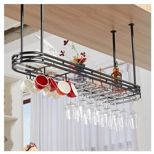 Botellero Vino Colgante Botellero Pared Vinoteca Mueble Bar Garrafeira Mini Bar Wine Rack mueble Comedor Cocina con Soporte Copas Colgante para Cocina Bar Comedor(Black with light,100*25cm)