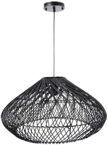 VIVANNO Deckenlampe Deckenleuchte Rattan LUNAR 55x32 cm schwarz bambus