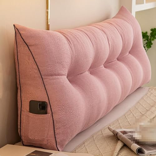 Großes dreieckiges Kopfteilkissen, Rückenlehne, Positionierungsstütze, Keilkissen, Sofa, Bett, Etagenbett, Kissen (Rosa, 150 cm)