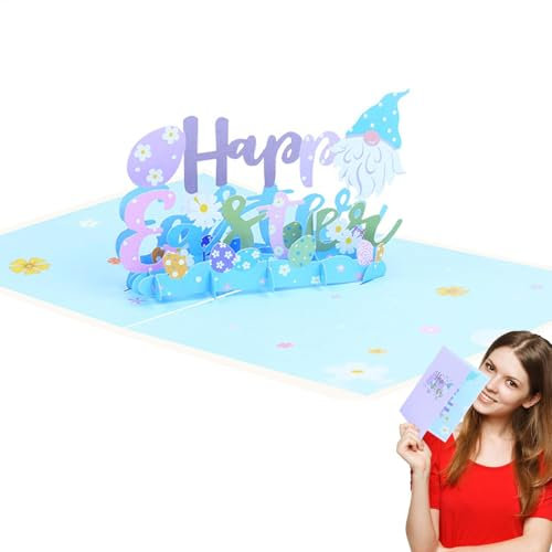 Hasen-Osterkarten, Pop-Up-Osterkarten, 3D-Grußkarte, Urlaubskarten, farbig bedruckte Notizkarten mit Umschlägen für Ostern und Feiern