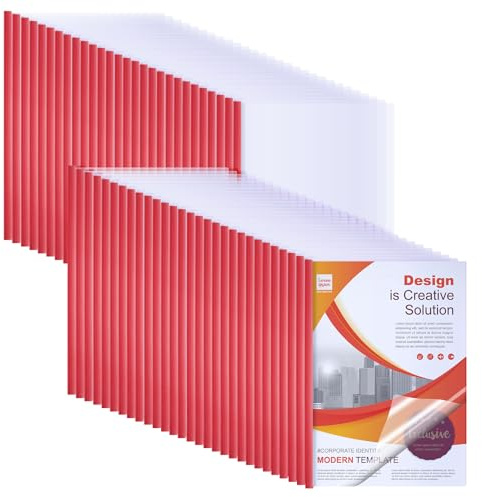 Thenshop 100 Pcs Clear Report Covers with Sliding Bars Sliding Bar File Folder Binder Plastic Report Folder for File Paper Book Resume Letter Office, 30 Sheet Capacity (Red)