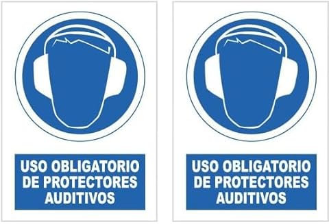 S21 Señalización SOR1010.G - Señal uso obligatorio de protectores auditivos multicolor (Paquete de 2)