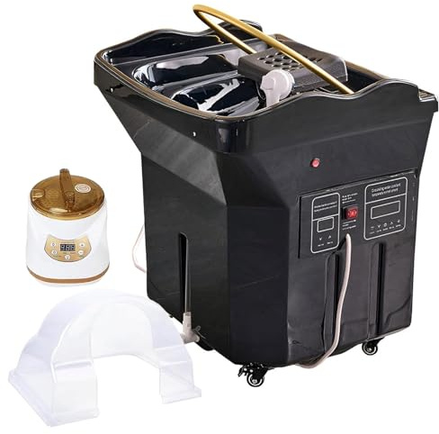Bol à shampoing pour salon de coiffure, Équipement de spa pour la tête avec réservoir de stockage d'eau de 60 L, circulation d'eau à double contrôlen, table de massage pour shampoing,Black-Set2