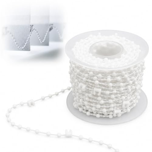 Vertical Blind Bottom Chain - Plastic Repair Chain with 100 Clips - Fits 3.5 Inch/89mm Slats - 10m Replacement Parts for Vertical Blinds (White)