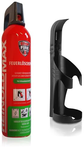 XENOTEC Premium Feuerlöschspray - Spezielles Löschspray für Lithium Batterien & Akkus sowie Brandklassen A & F - 1x 750ml - 1 Wandhalter - Stopfire - Autofeuerlöscher - REINOLDMX - Wiederverwendbar