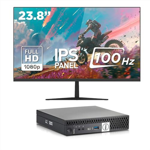 Postazione Completa, Mini Pc Desktop Dell Intel i5 6th, Ram 16 Gb, SSD 128 Gb, Monitor 23.8 FHD, WiFi, Win 11 e Libre Office (Ricondizionato)