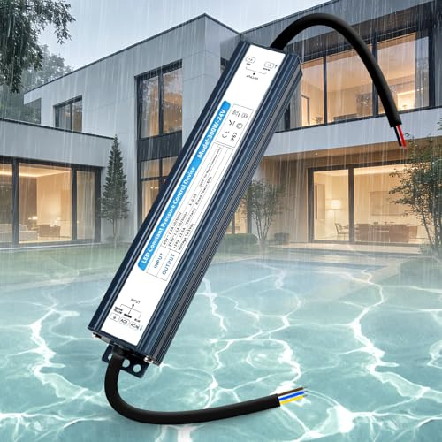 SUCIKORIO 24V 300W Impermeable LED Transformador Exterior IP67, Fuente Alimentacion Constante Ultrafino LED Driver Controlador AC 220V a DC 24V 300W 12,5A Fuente de Alimentación LEDs de Bajo Voltaje