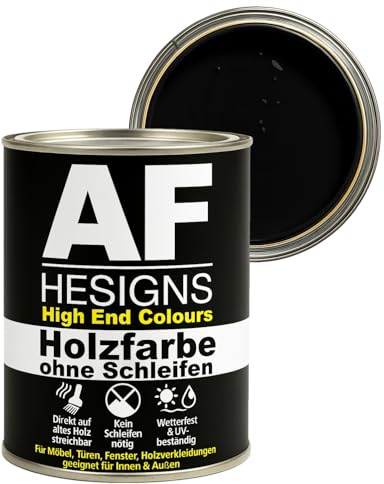 Alex Flittner Designs Möbelfarbe ohne Schleifen in Tiefschwarz RAL9005 | Kein Schleifen nötig - Direkte Anwendung auf alten Anstrichen, Holz, MDF oder lackierten Oberflächen - spart Zeit & Arbeit.