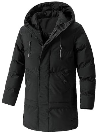 Genérico Chaqueta De Pluma Hombre, Anorak Hombre Invierno, con Cremallera con Bolsillos con Capucha Manga Larga Chaqueta Plumas Color Sólido Casual Holgados Abrigo para Uso Al Aire Libre
