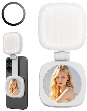 PURPLELILY Fill Light With Glass Foldable Rotating Selfie For 16/15/14 Makeup Photography Video Conference Phone Mount