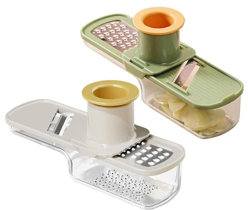 2PCS Garlic Grinder 3 in 1 Multifunctional Garlic Grater with Clear Container and Hand Guard Kitchen Tool for Cooking and Food Prep