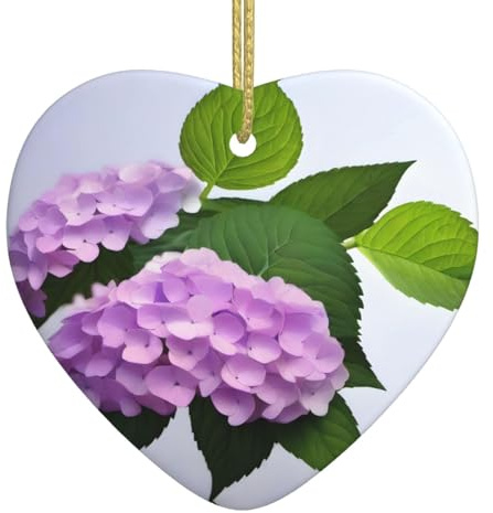 Christmas Ceramic Heart Pendant YYHHAOFA Branched Hydrangea Printed Smooth and Bright for Christmas Mouse Tree Home and Supermarket Decoration