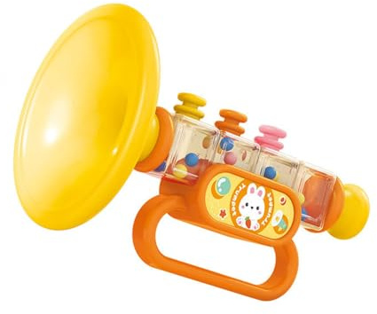 Qudinip Tromba Giocattolo per Bambini, Strumento Musicale Riproducibile Dal Design dei Cartoni Animati per Bambini, Fischietto Multifunzionale per la Prima Educazione (Gialla)