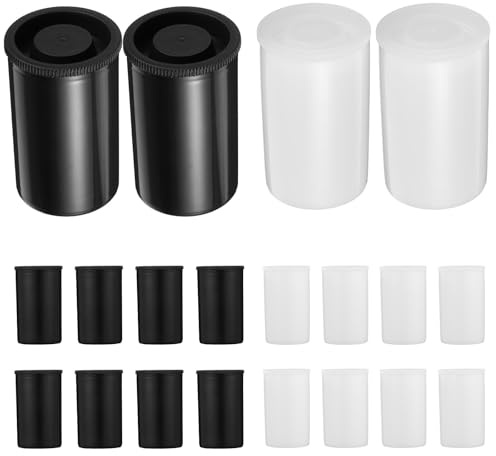 OFFIGAM Contenitori per Pellicole per Macchina Fotografica in Plastica PE Set da 20 Pezzi Coperchio a Tenuta Custodia Compatta per Rullini Neri e per Fotografi e Viaggiatori